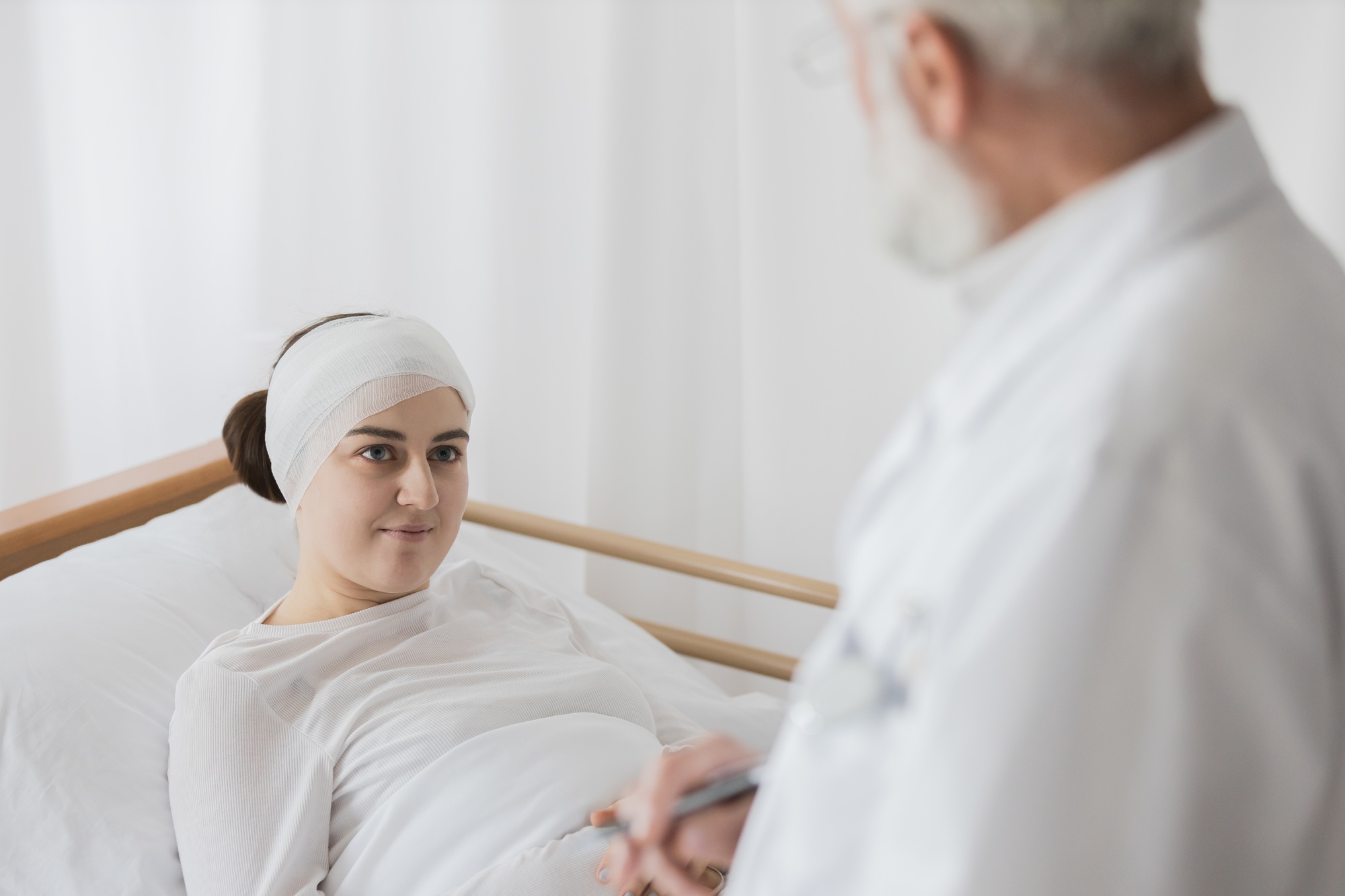 Woman after surgery receiving Post Hospitalization Care at home