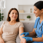 IV drip setup with vitamins and hydration fluids prepared by Elite Style Homecare for home service in Dubai